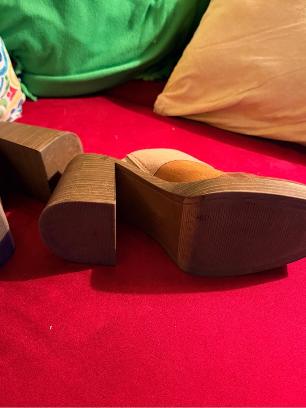 Universal Thread Patchwork Suede Mule Heels in Brown and Tan - Picture 12 of 14